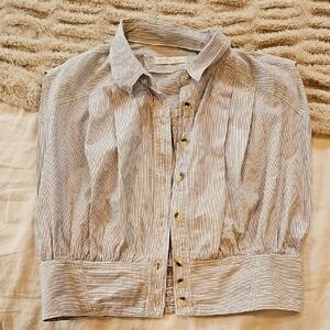 We The Free Striped Crop Top - Blue, Beige & White